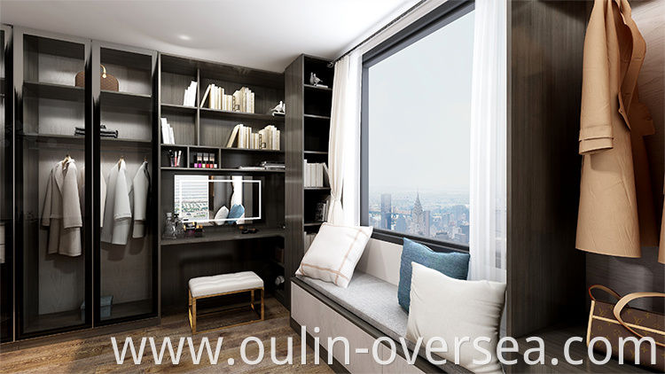 Modern glass door closet with dressing table